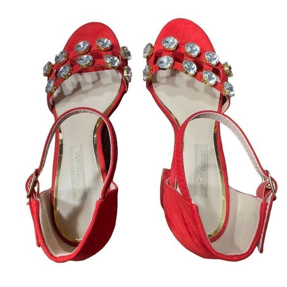 PRIMA DONNA Collection Big Studs Red Strappy Heeled Sandals Size 37 (6.5 US) - Picture 4 of 15